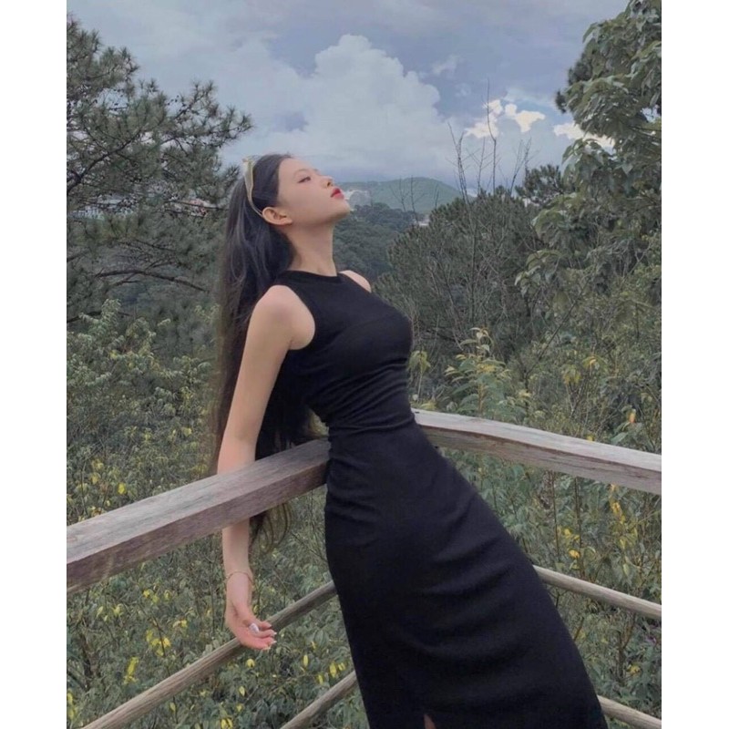 ĐẦM BODY VÁY ÔM ĐEN XẺ TÀ CHẤT DÀY GIÃN 4 CHIỀU XB | BigBuy360 - bigbuy360.vn