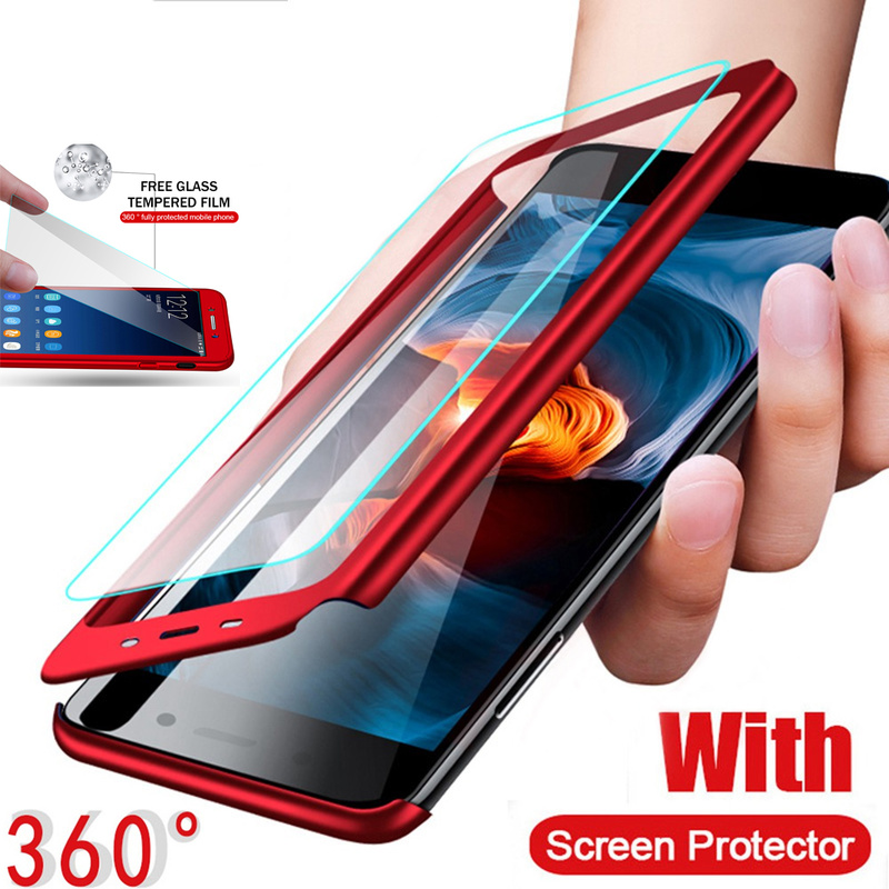 Ốp điện thoại bảo vệ 360° chống thấm nước và chống ăn mòn kèm gương cường lực cho REDMI NOTE 3 4 4X 5 6 PRO 5A
