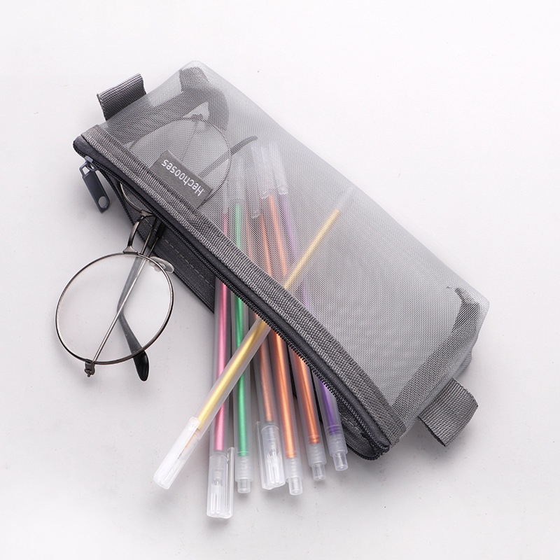 1 Hộp Lưới Đựng Bút Viết Hình Tam Giác 3D Bằng Nylon Trong Suốt Tiện Dụng