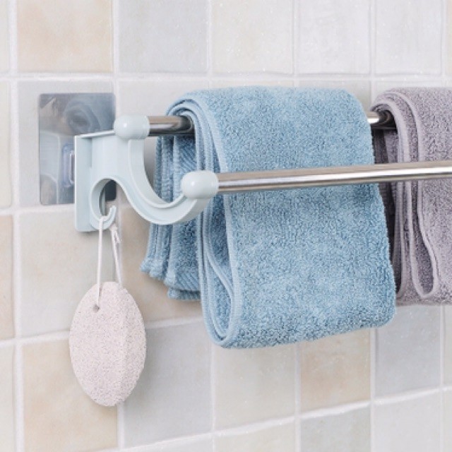 Giá đôi treo khăn dán tường nhà tắm 55cm có móc - móc treo khăn - thanh treo khăn tắm