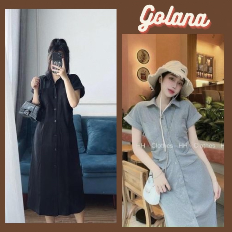 Váy Polo Suông Dáng Dài Rúm Sườn Hai Bên Túi Ngực Nỉ Thu Đông ( Có Bigsize) (APL005)