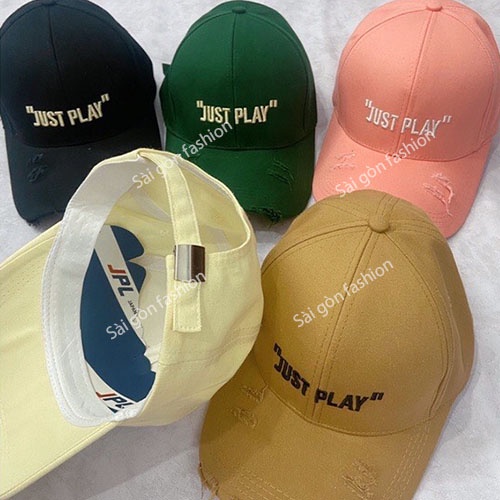Mũ lưỡi trai thêu chữ Just Play Rách | Nón kết thời trang Unisex Nam Nữ SG123