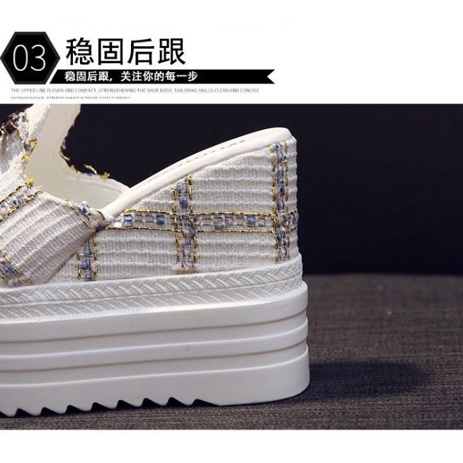 Dép Sandal Cao Gót 12cm Đế Xuồng Thời Trang Mùa Hè Cho Nữ