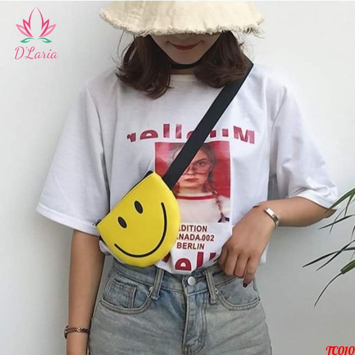 Túi đeo chéo mặt cười cho bé, cho nữ phong cách Hàn Quốc đáng yêu TC010