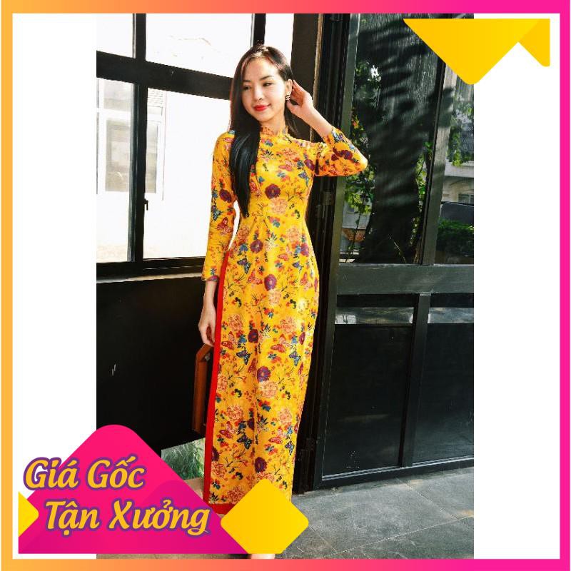 [GÍA TẠI XƯỞNG] ÁO DÀI GẤM HOA MAI MỚI NHẤT 2020⚡FREESHIP 20K⚡HÀNG ĐẸP CHUẨN - THE BELEIVING