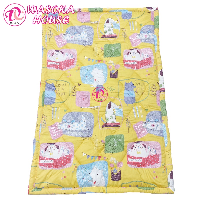 Nệm cho bé đi học mẫu giáo 80x120cm, vải Cotton Satin Hàn Quốc mềm mát, thấm hút tốt, nhiều họa tiết đáng yêu