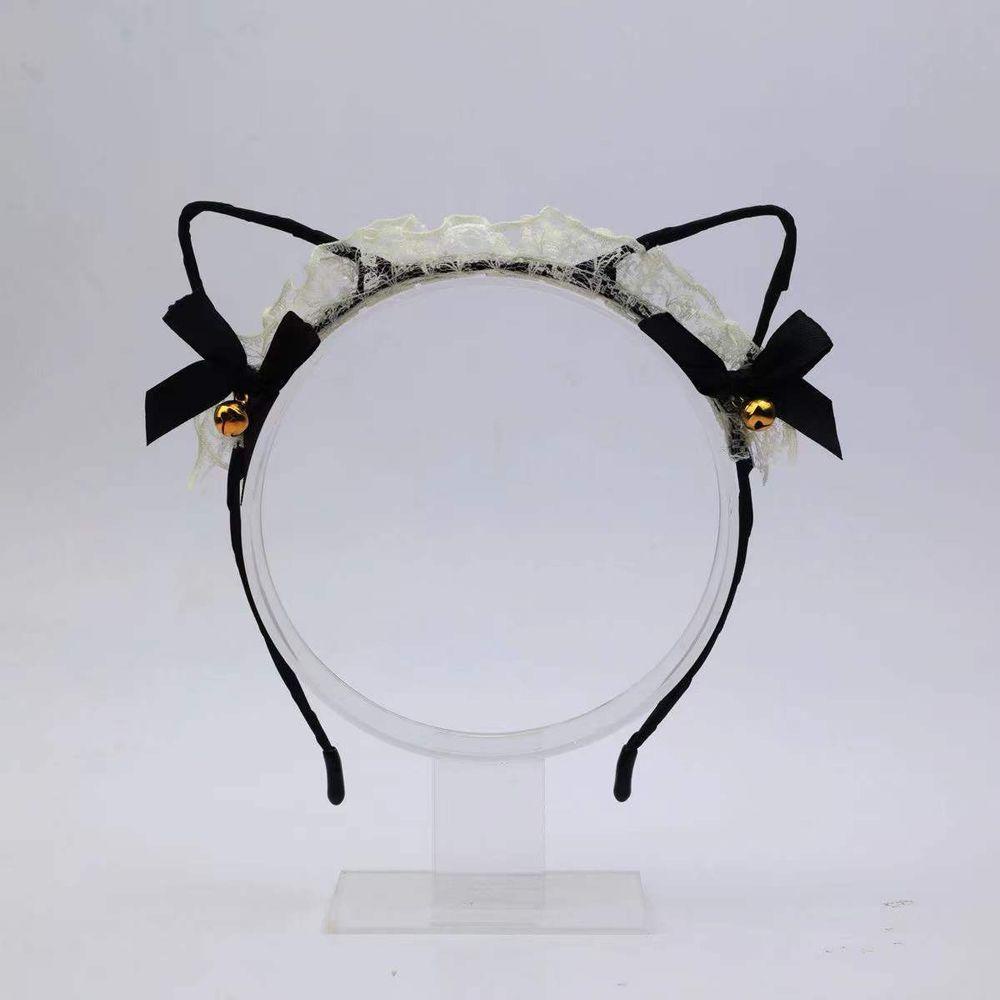 Băng Đô Cài Tóc Bằng Vải Ren Không Trơn Có Chuông Cổ Điển Cho Nữ