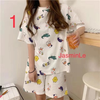 Bán xả Bộ ngủ cộc tay cute - bộ ngủ hình zoom hàng loại 1