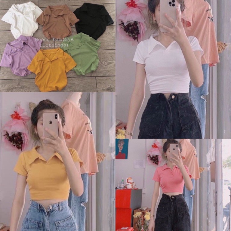 SALE_Áo thun croptop cổ trụ-Áo thun crotop_HÀNG CÓ SẴN GIAO NGAY