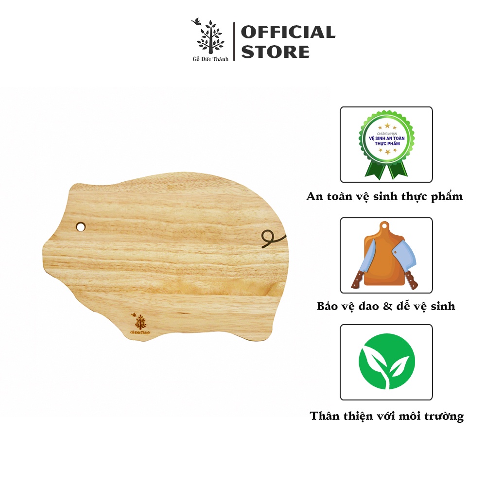 Thớt gỗ hình heo size trung 28cm | Gỗ Đức Thành - 06321 | Đạt chứng nhận vệ sinh an toàn thực phẩm