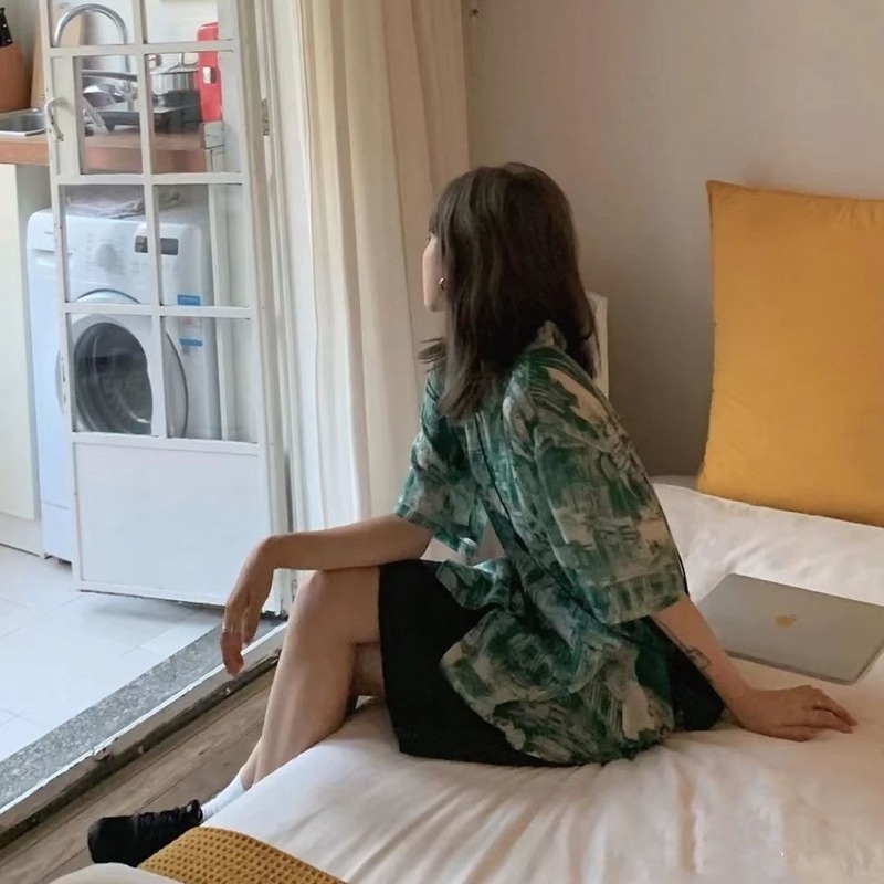 Áo Sơ Mi Ngắn Tay Form Rộng Phong Cách Retro Dành Cho Nữ