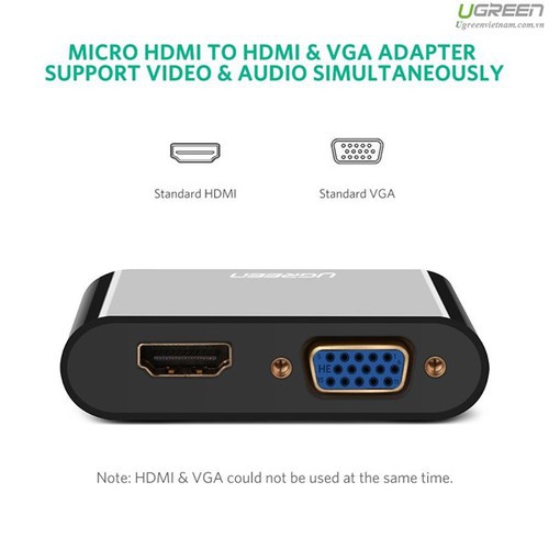 Cáp Chuyển Micro HDMI sang HDMI và VGA Có Audio Ugreen 30355 - Hàng Chính Hãng