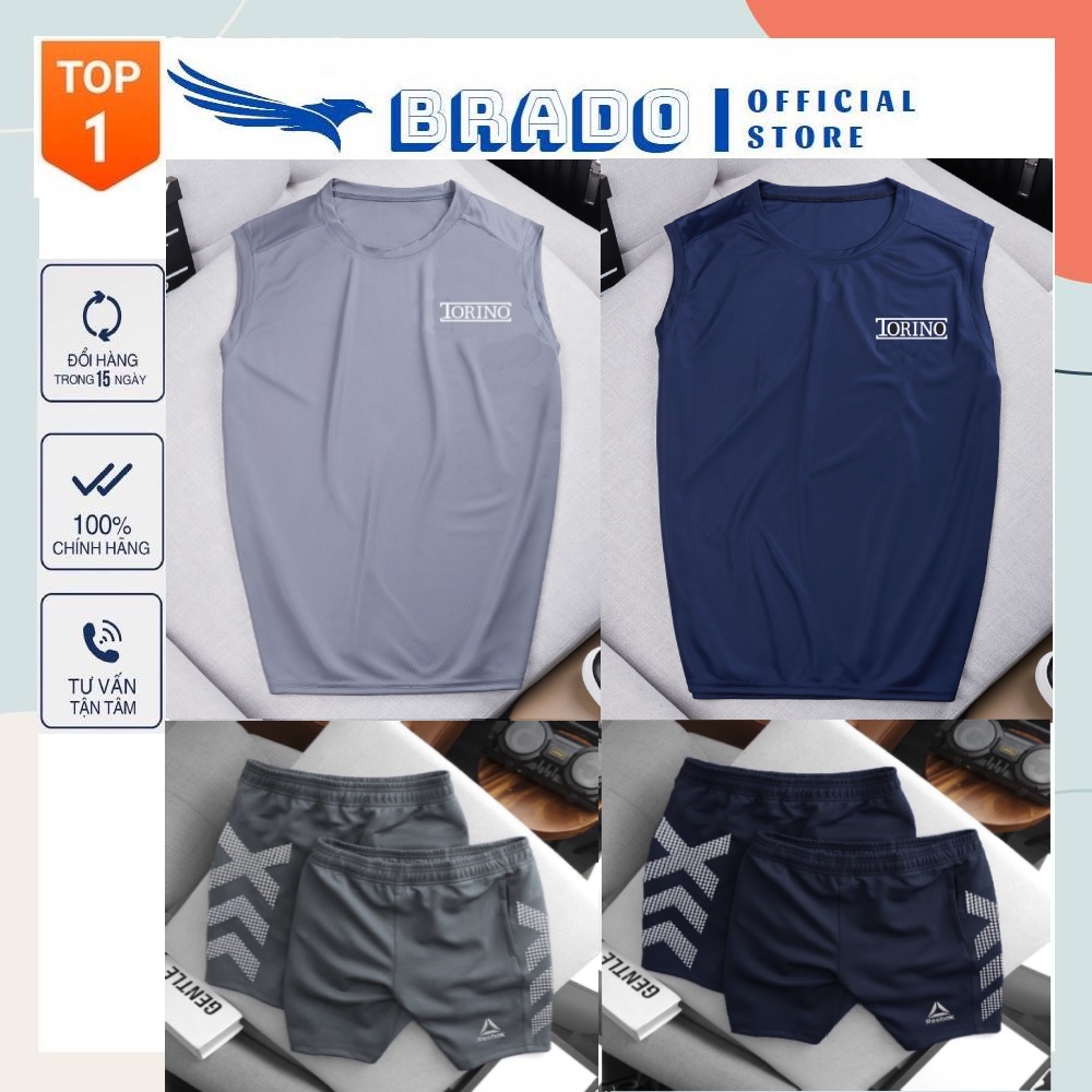 [𝐂𝐎𝐌𝐁𝐎 𝐓𝐎𝐑𝐈𝐍𝐎] Bộ Quần Áo thể thao nam, tập gym, chơi thể thao, logo nổi cao cấp chất vải Thun Thái co giãn