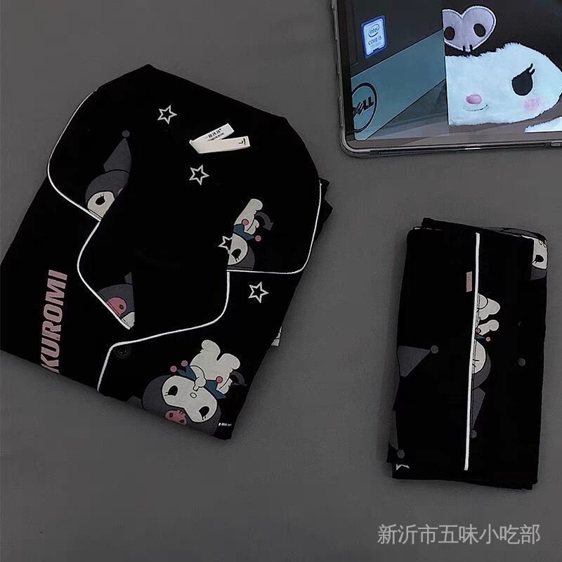 Bộ Đồ Ngủ In Họa Tiết Hoạt Hình Kuromi Nhật Bản Dễ Thương Thời Trang Xuân Thu Cho Nữ