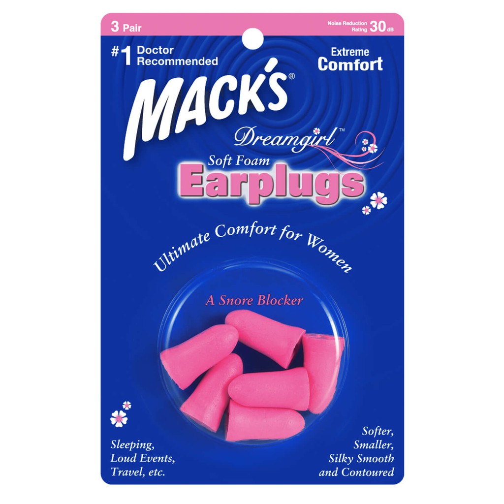 Hộp 3 đôi nút bịt tai chống ồn Macks For Her dành cho Nữ , thương hiệu Mack's nhập khẩu Mỹ