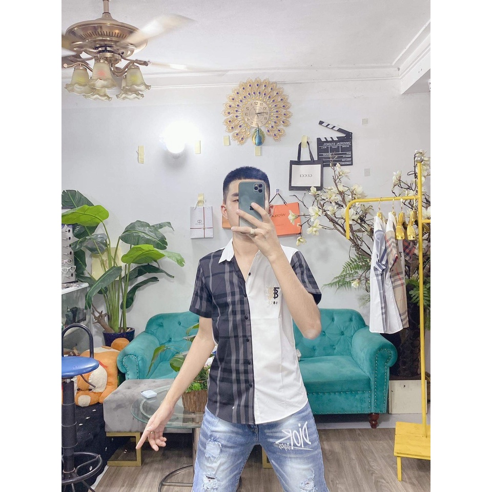 Áo Sơ Mi Nam, Áo Sơ Mi Nam Ngắn Tay, Áo Sơ Mi Hàn Quốc Chuẩn Shop Không Nhăn Cổ Bẻ Dáng Ôm Chống Phai Xù