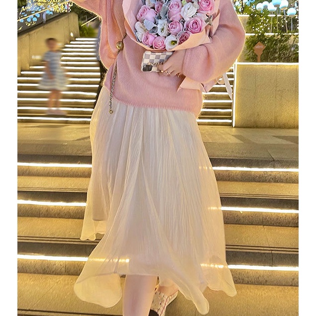 Chân Váy Lưới Dài Dáng Chữ A Lệch Tà Thời Trang Mùa Hè 2022