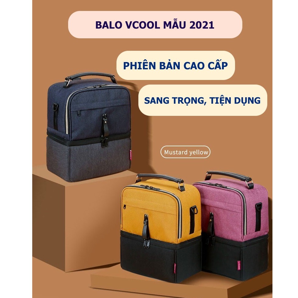  [MẪU 2021] Balo giữ nhiệt bảo quản sữa mẹ 2 tầng Vcool - Vcoool