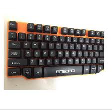 Bàn phím giả cơ có dây ENSOHO E-G121KF ( ko led, nền màu cam, keycap màu đen )