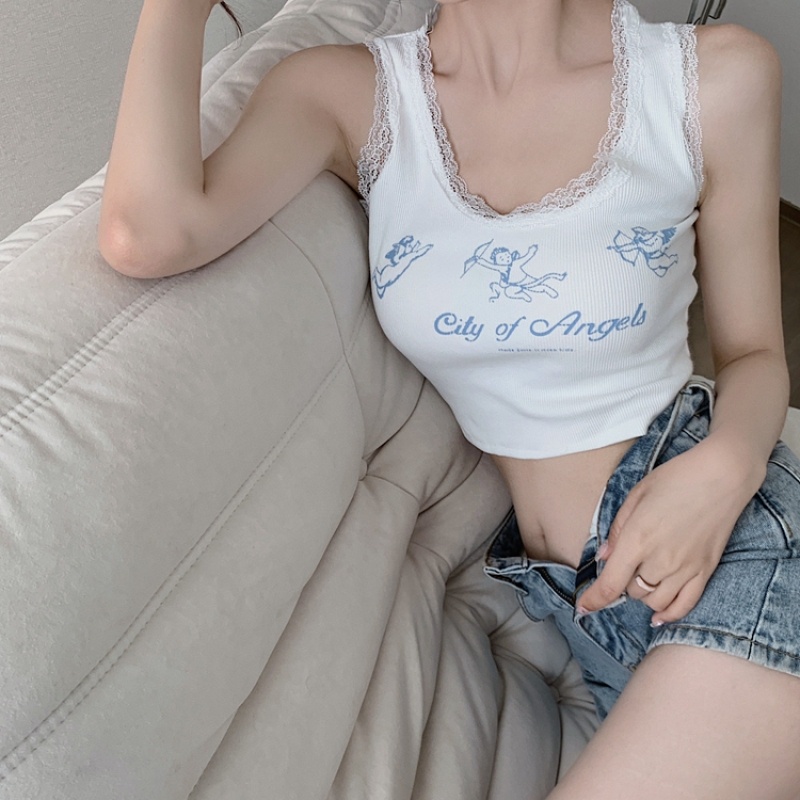 Áo Hai Dây Phối Ren Quyến Rũ Thời Trang Mùa Hè Cho Nữ