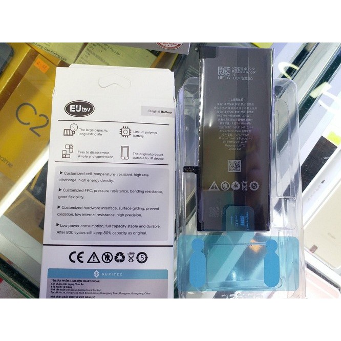 Pin iphone 4s/5/5s/5SE/6/6S/6plus/6splus/7/7plus/8/8plus- chính hãng EUTEV (xuất khẩu EU)-Bảo hành 12 tháng