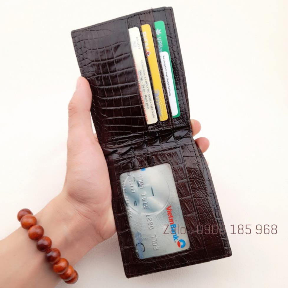 Ví da, bóp nam da cá sấu nguyên con 2 mặt BH 12 tháng