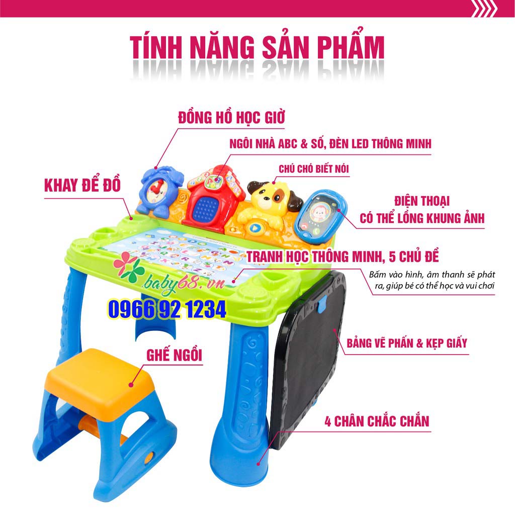 Bộ bàn ghế hỗ trợ học tập và vui chơi cho bé, nhiều hiệu ứng và bài học hấp dẫn Winfun 1207 - Hàng chính hãng