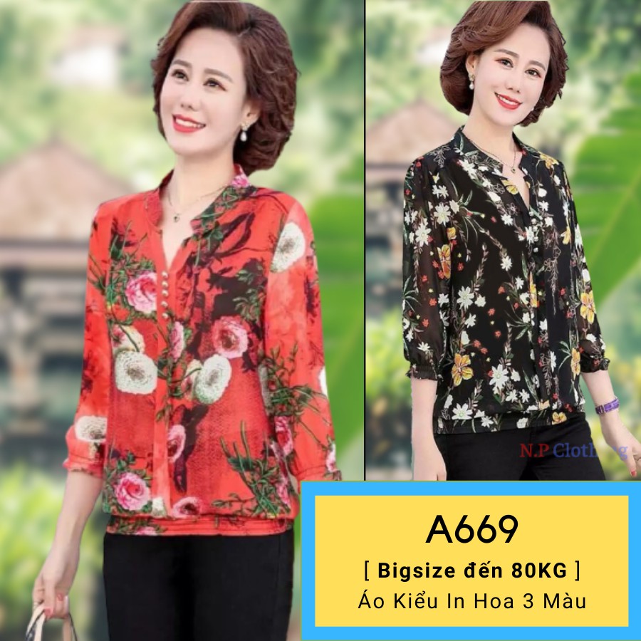 Áo Trung Niên A668 - Kiểu Áo Voan 2 Lớp | Thời Trang Quý Bà Rất Trang Nhã | Thời Trang Nữ Tuổi Trung Niên U40 U50 U60