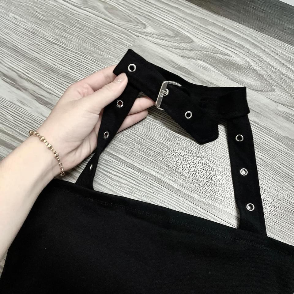 ÁO CTOPTOP PHỐI CỔ CHOKER,Áo kiểu crt ôm chất borip phối choker,LY STORE