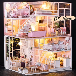 Mô hình nhà búp bê DIY Doll House Miniature_ Tặng TẤM CHE BỤI + KEO
