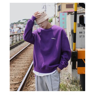 ÁO SWEATER NỈ BÔNG TÍM ĐẬM FORM RỘNG UNISEX