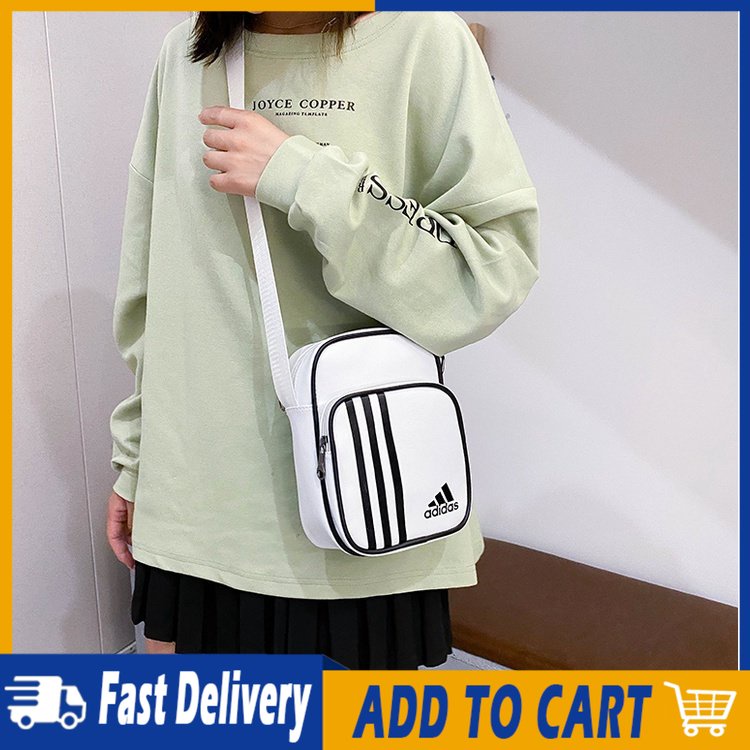 Phụ Nữ Adidas PU Thể Thao Túi đeo Chéo Cặp đôi Thời Trang Túi Vuông Nhỏ Retro Du Lịch Vai Điện Thoại Túi Tiền Xu