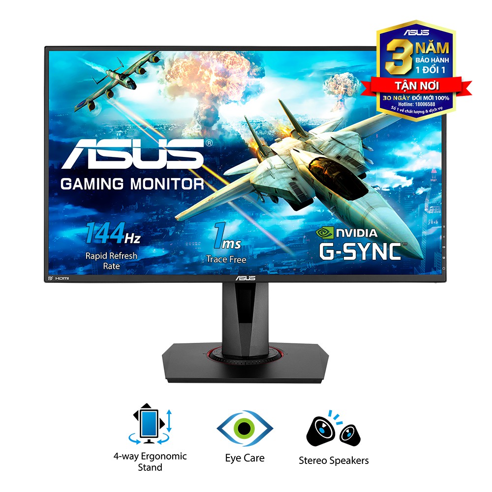 Màn Hình Game ASUS VG278Q 27 inch 144Hz 1ms G-SYNC Compatible, FreeSync Full HD 2 Loa - Hàng Chính Hãng