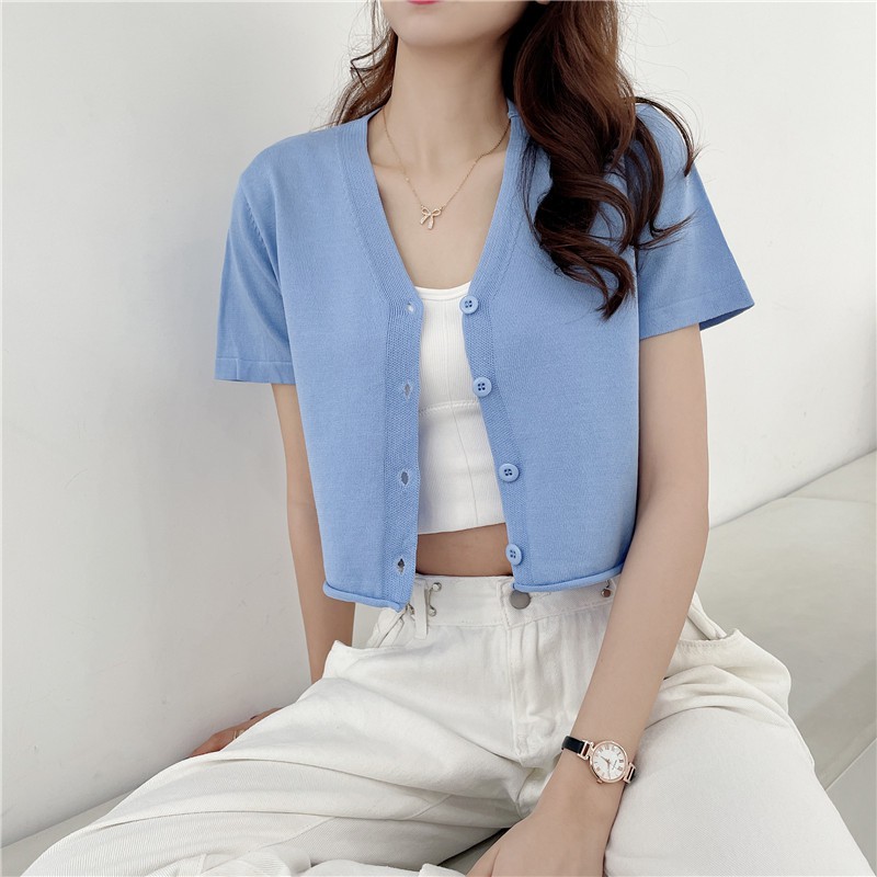 Áo khoác cardigan SUXI dệt kim cổ tim xinh xắn dành cho nữ