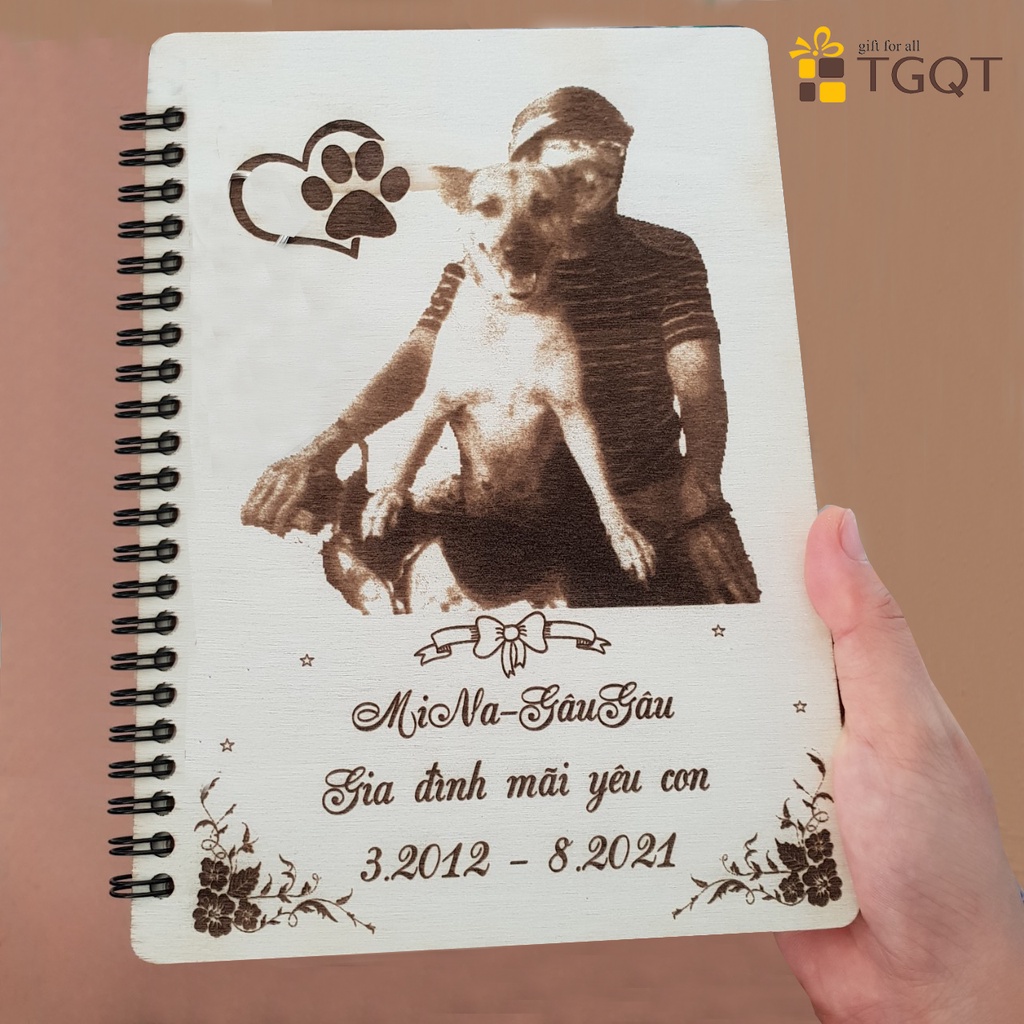 Sổ Bìa Gỗ Khắc Hình Và Chữ Theo Yêu Cầu - Quà Sinh Nhật Cho Nữ , Quà Tặng Thầy Cô Ý Nghĩa