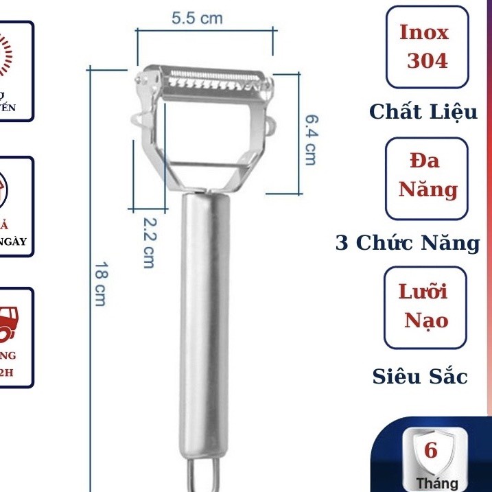 Nạo Rau Củ INOX Cao Cấp Đa Năng 3 in 1 - bào rau củ quả inox và bào sợi inox tiện lợi