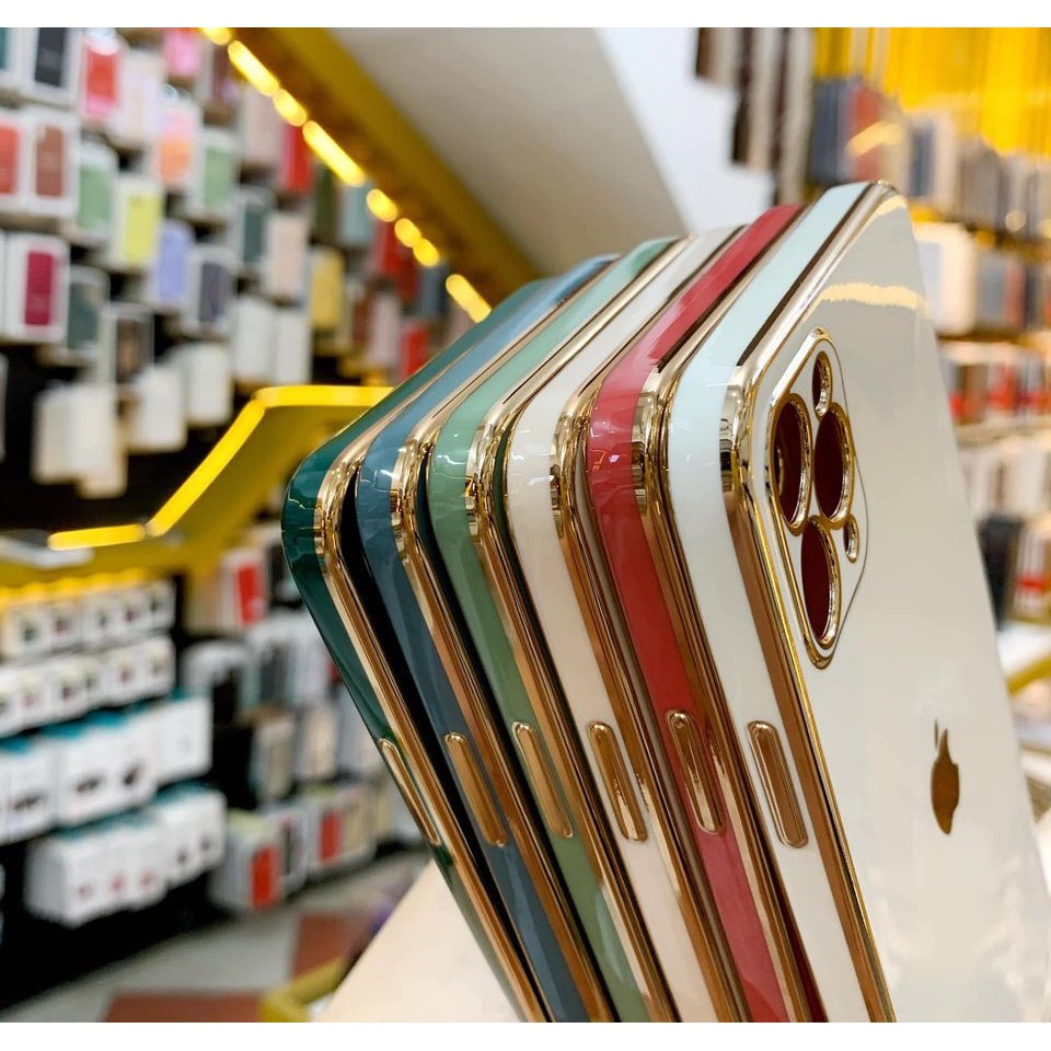 Ốp dẻo mạ viền gold vuông sang trọng dành cho ip12/12pro/12promax/ 11/11pro/11promax | BigBuy360 - bigbuy360.vn