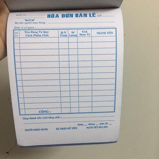 Hóa Đơn Bán Lẻ 2 Liên