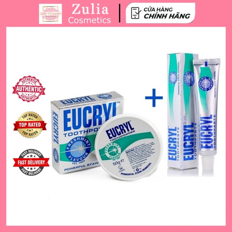 [FREE SHIP] COMBO Kem Và Bột Trắng Răng Eucryl Anh quốc