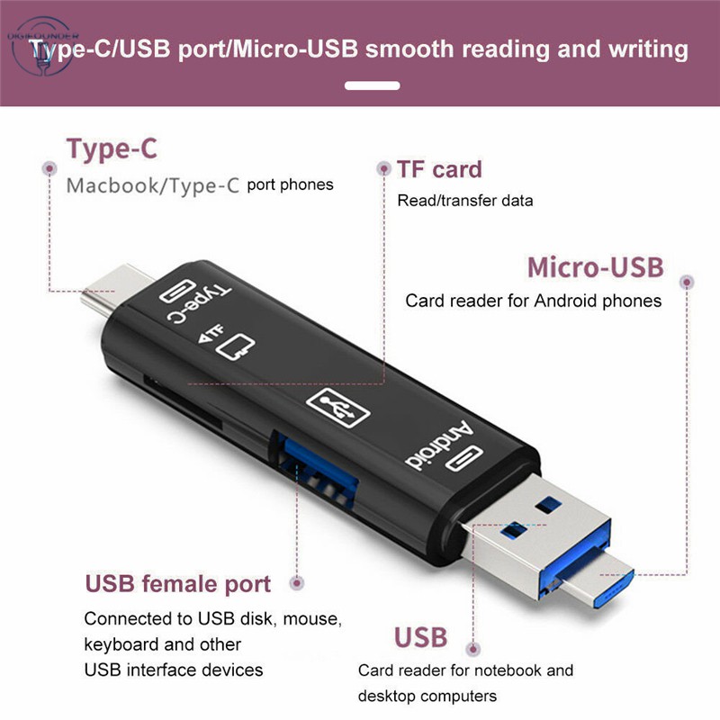 Đầu Đọc Thẻ Nhớ Usb 3.0 5 Trong 1 Chất Lượng Cao