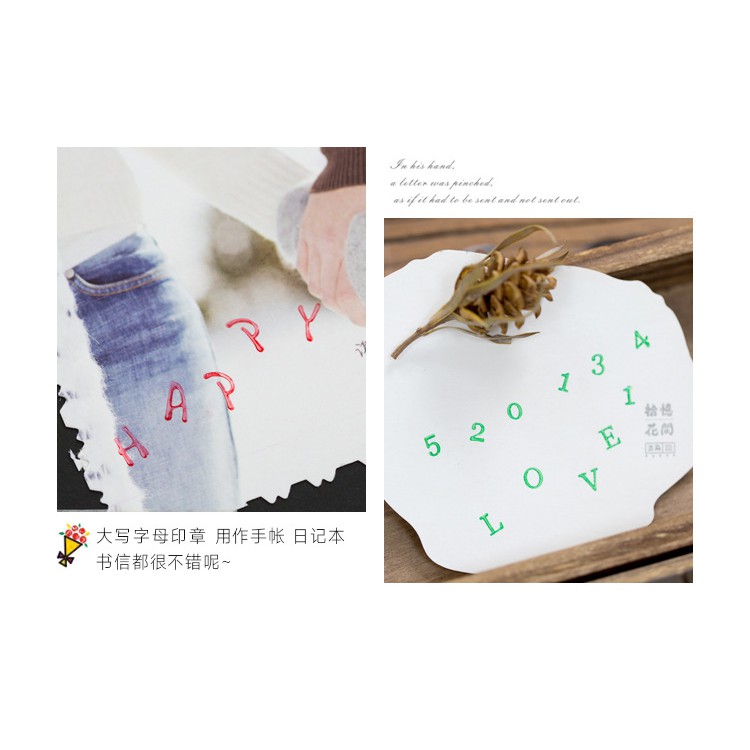 Bộ 70 con dấu gỗ Alphabet & Number 2 font wooden stamp