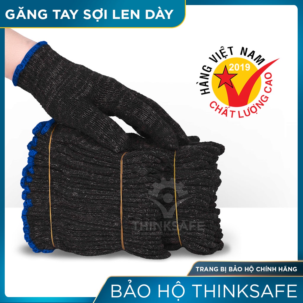Găng tay sợi len bảo hộ Thinksafe, bao tay đa dung, thao tác cơ khí, bám chắc, chống trơn trượt, thoáng khí, bảo vệ tay