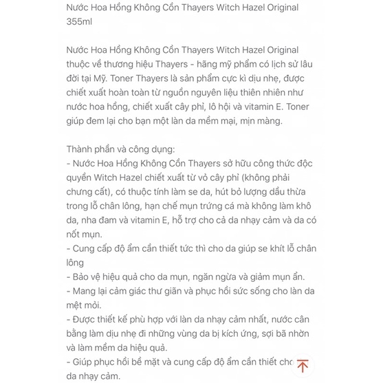 Nước Hoa Hồng Thayers Original 355ml