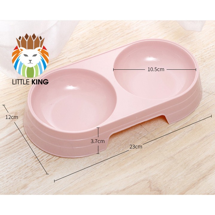 Bát ăn đôi tròn cỡ nhỏ cho chó mèo con, thú cưng cỡ nhỏ Little King pet shop chất liệu nhựa PP nhiều màu sắc