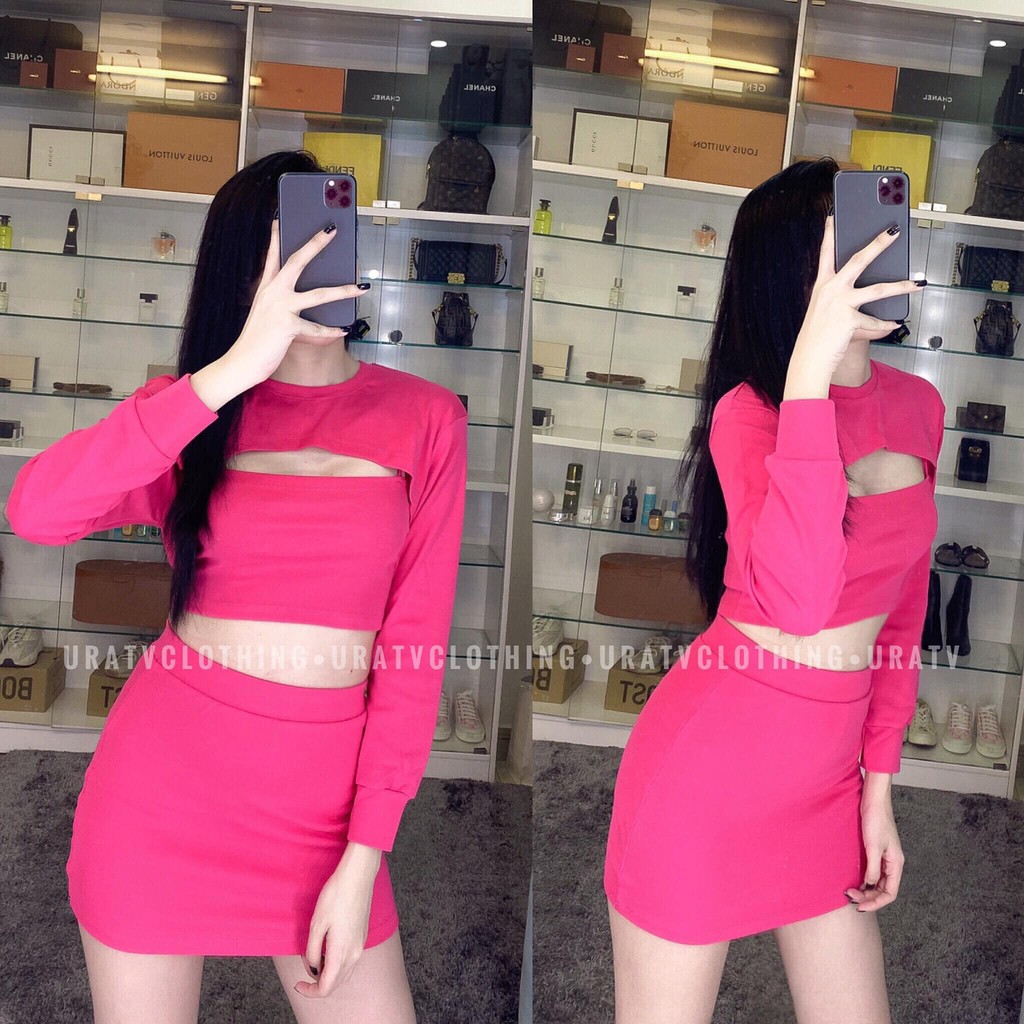 [FREESHIP - ẢNH TỰ CHỤP] SET 3 MÓN VÁY + áo crop URATV