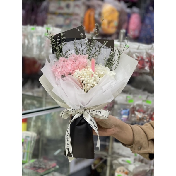 Hoa sáp hoa lụa bó kiểu Hàn quốc