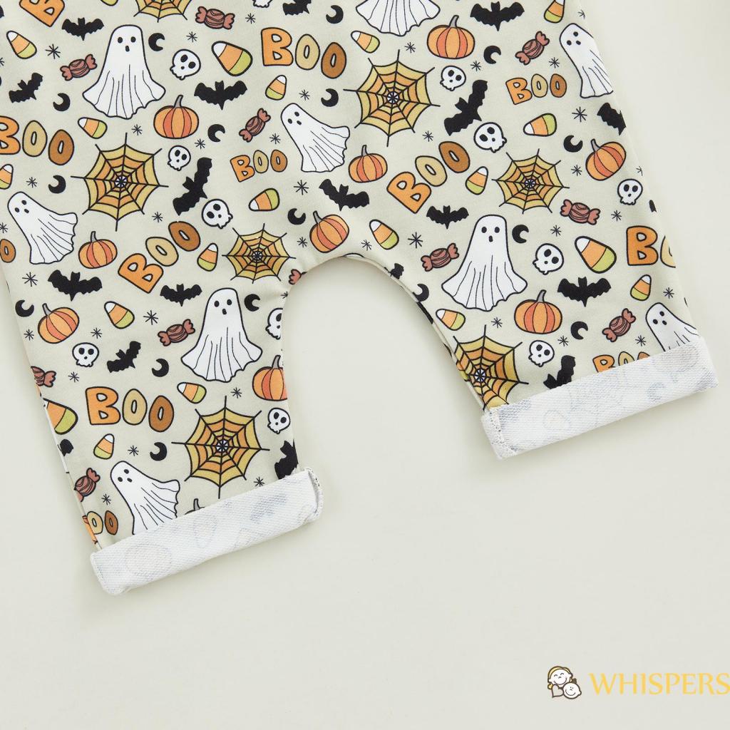 Bộ Áo Liền Quần Cổ Vuông Không Tay In Hoạt Hình Phong Cách Halloween Dành Cho Bé Trai Gái