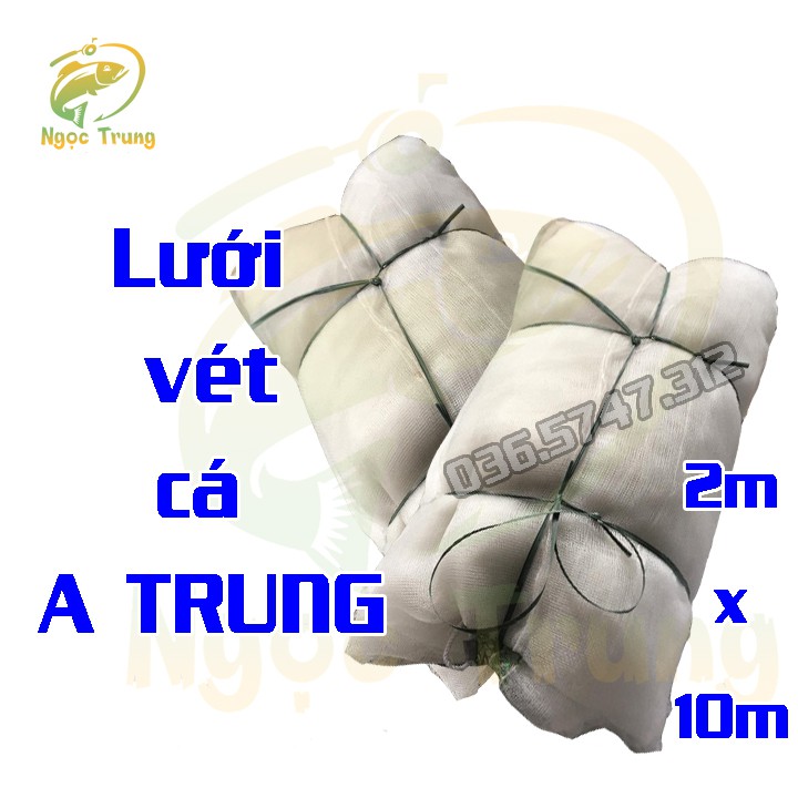 Lưới Vét Tôm, Tép,Cá bằng cước mắt 3li. Chiều cao 2m dài 10m túi 5m của xưởng sản xuất Lưới Kéo Cá A TRUNG hàng chất lượ