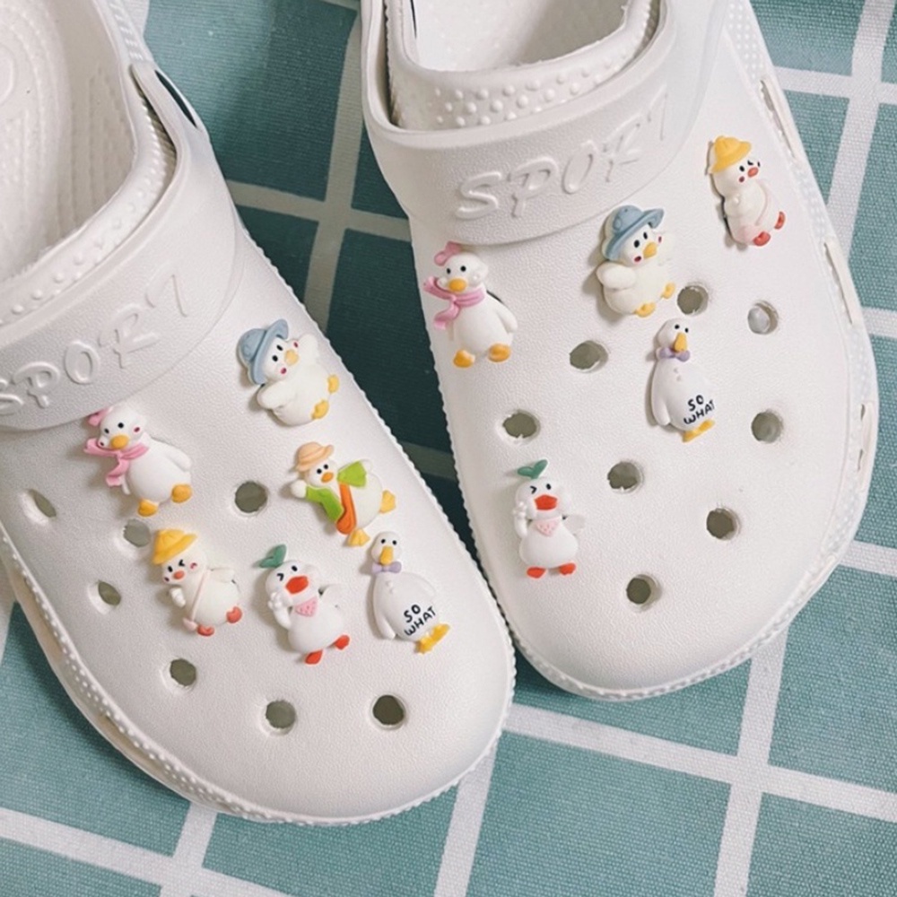 Bộ 5 Nút Hình Vịt Kirby Phi Hành Gia Hoạt Hình Dễ Thương Trang Trí Giày DIY