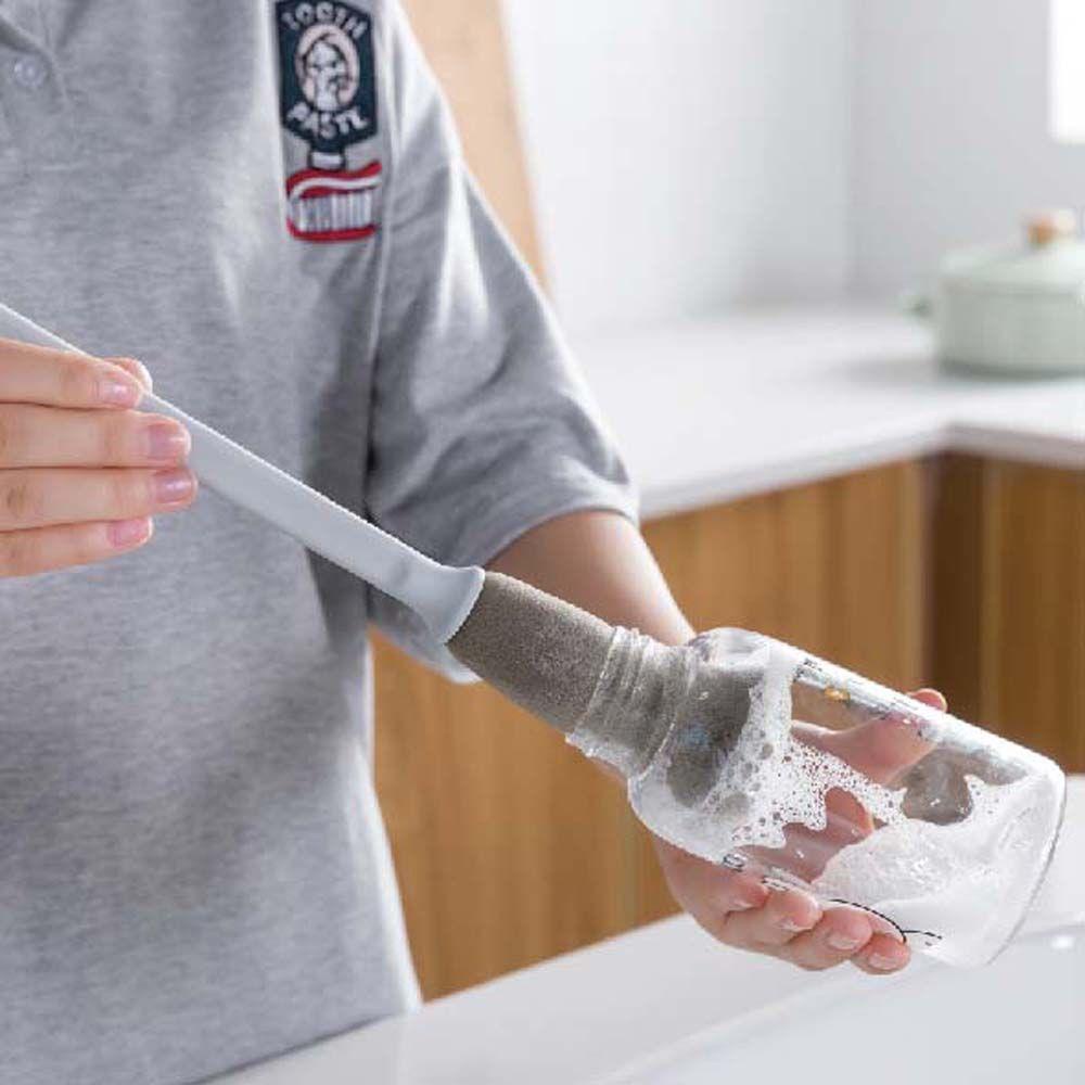 Bàn Chải Xốp Cán Dài Vệ Sinh Bình Thủy Tinh Tiện Dụng